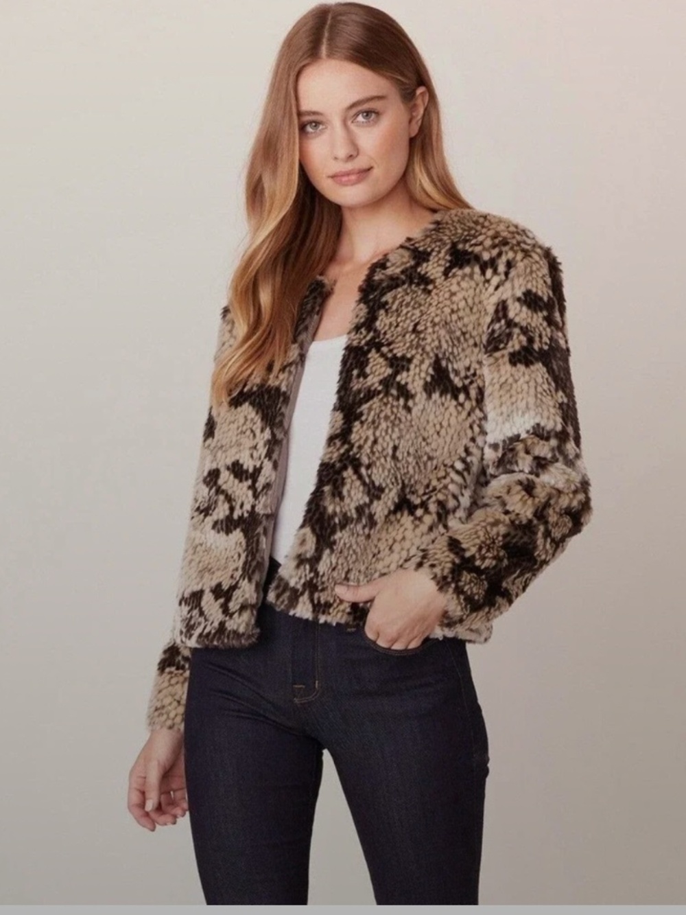 BB Dakota Faux Fur Animal Print Jacket – Size M